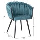 Πολυθρόνα "LUANDA" από βελούδο/μέταλλο σε χρώμα τιρκουάζ/μαύρο 62x54x79