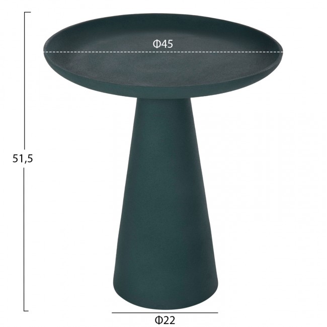 Τραπέζι βοηθητικό "DELCON" από μέταλλο σε χρώμα πράσινο Φ45x51,5