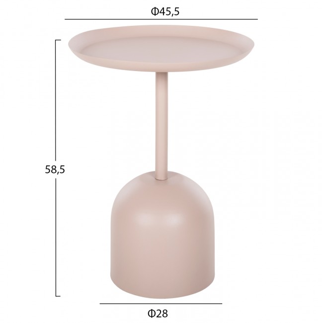 Τραπέζι βοηθητικό "DELBEL" από μέταλλο σε χρώμα εκρού Φ45,5x58,5