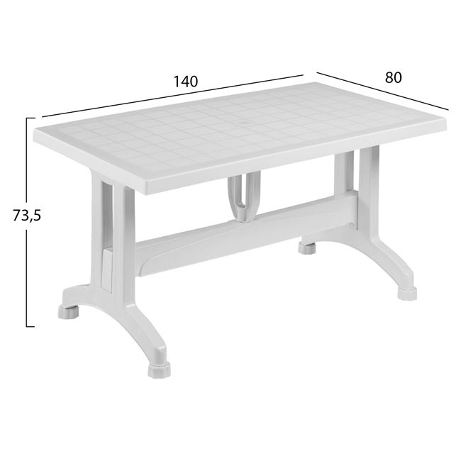 Τραπέζι από PP σε λευκό χρώμα 140x80x73,5