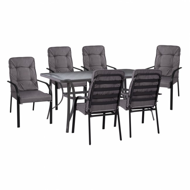 Σετ εξωτερικού χώρου 7τμχ από μέταλλο/γυαλί σε γκρι χρώμα 150x90x75