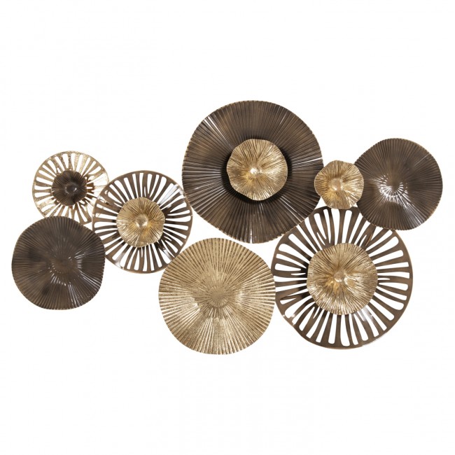 Διακοσμητικό τοίχου από μέταλλο σε χρώμα μπεζ/χρυσό/καφέ 83x48