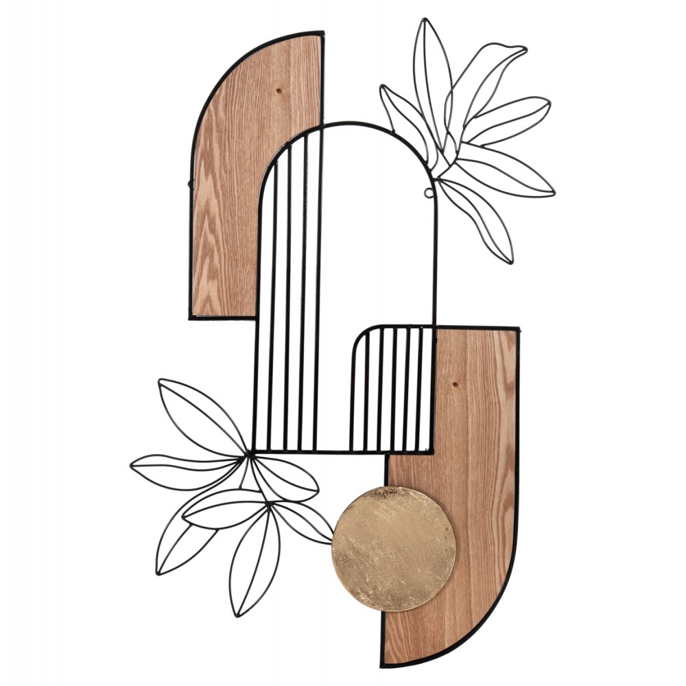 Διακοσμητικό τοίχου από μέταλλο/ξύλο σε χρώμα μαύρο/φυσικό 66x100