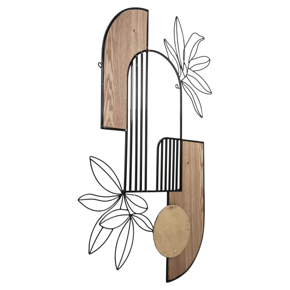 Διακοσμητικό τοίχου από μέταλλο/ξύλο σε χρώμα μαύρο/φυσικό 66x100