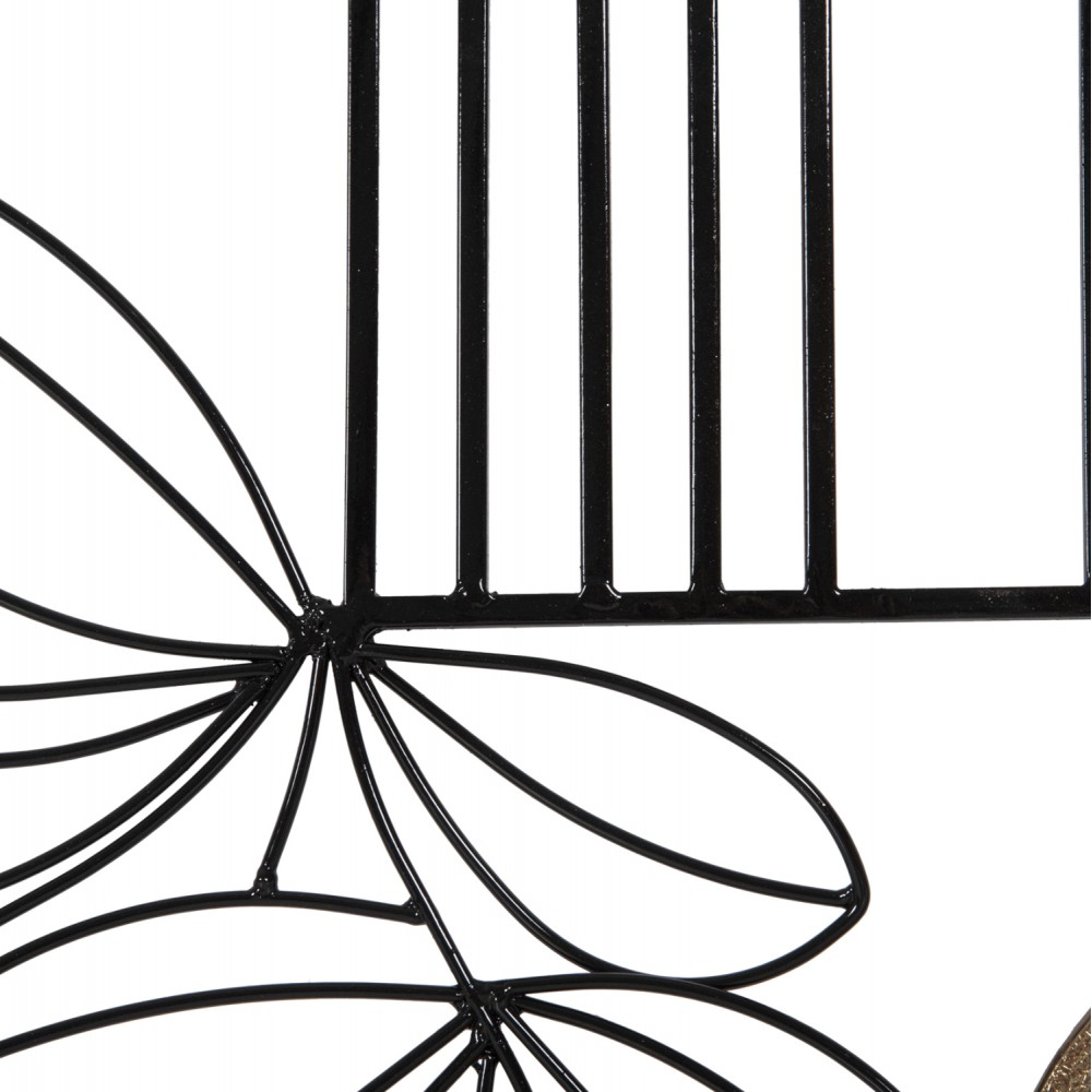 Διακοσμητικό τοίχου από μέταλλο/ξύλο σε χρώμα μαύρο/φυσικό 66x100