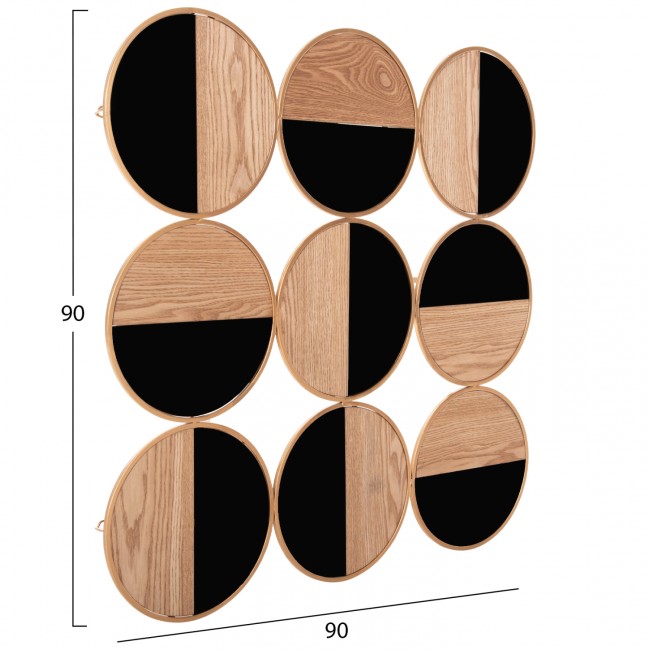 Διακοσμητικό τοίχου από μέταλλο/mdf σε χρώμα μαύρο/φυσικό 90x90
