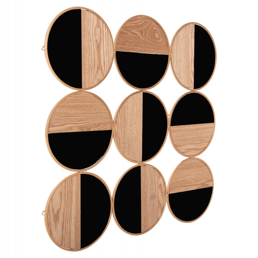 Διακοσμητικό τοίχου από μέταλλο/mdf σε χρώμα μαύρο/φυσικό 90x90