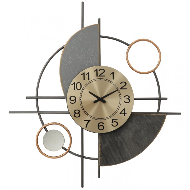 Ρολόι τοίχου από μέταλλο σε χρώμα γκρι/χρυσό 62.9x67.9x5.1