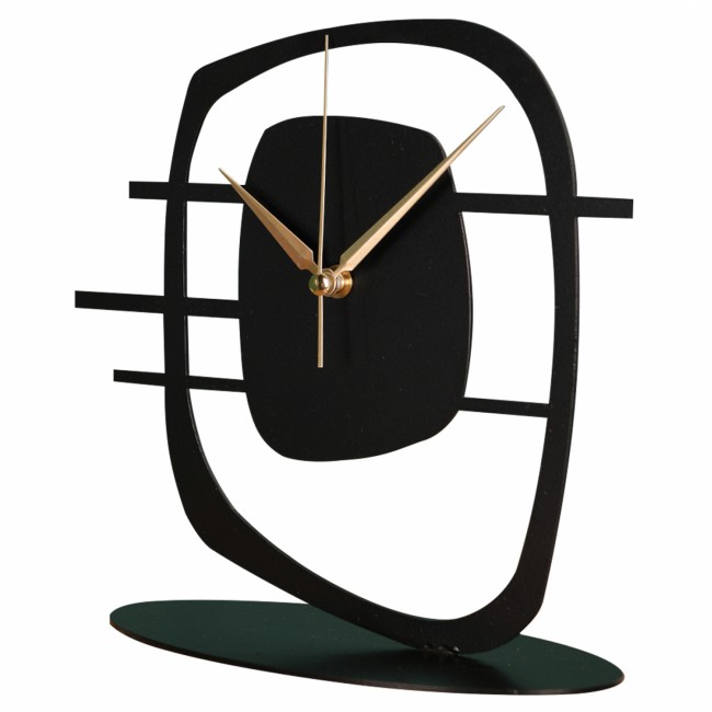 Ρολόι επιτραπέζιο από μέταλλο σε χρώμα μαύρο 21x23