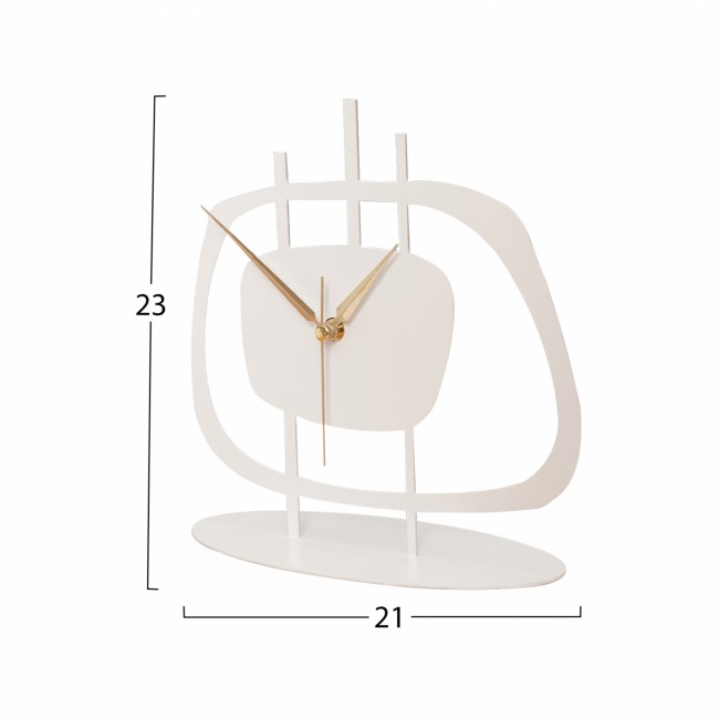 Ρολόι επιτραπέζιο από μέταλλο σε χρώμα λευκό 21x23
