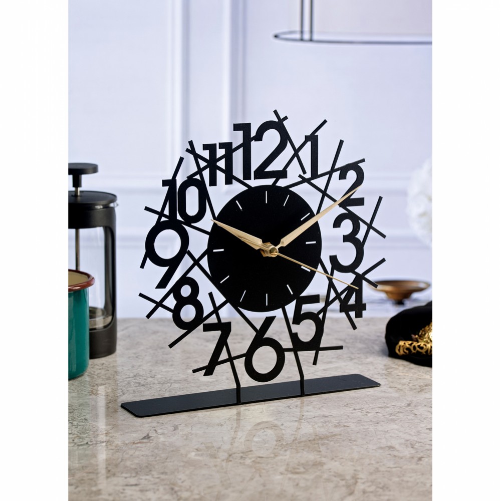 Ρολόι επιτραπέζιο από μέταλλο σε χρώμα μαύρο 25x23