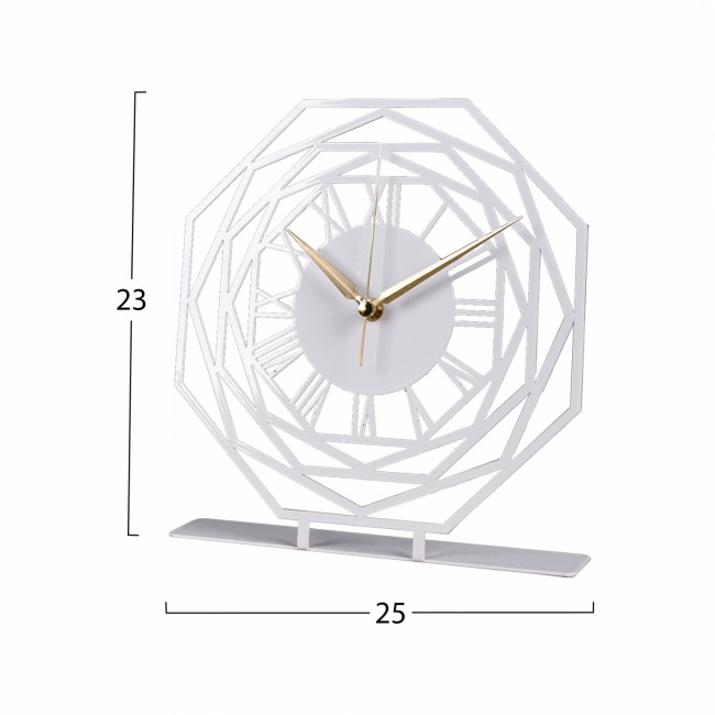 Ρολόι επιτραπέζιο από μέταλλο σε χρώμα λευκό 25x23