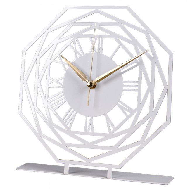 Ρολόι επιτραπέζιο από μέταλλο σε χρώμα λευκό 25x23