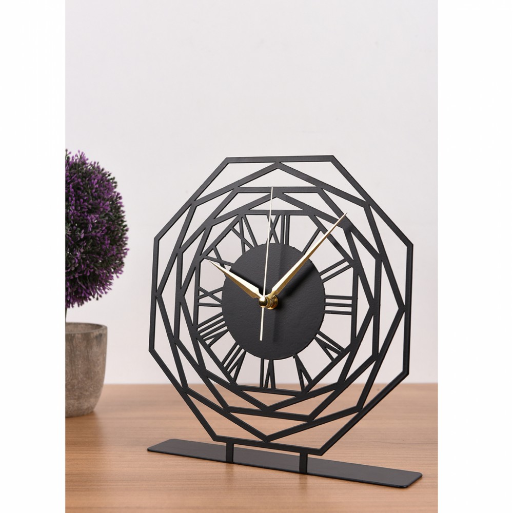 Ρολόι επιτραπέζιο από μέταλλο σε χρώμα μαύρο 25x23