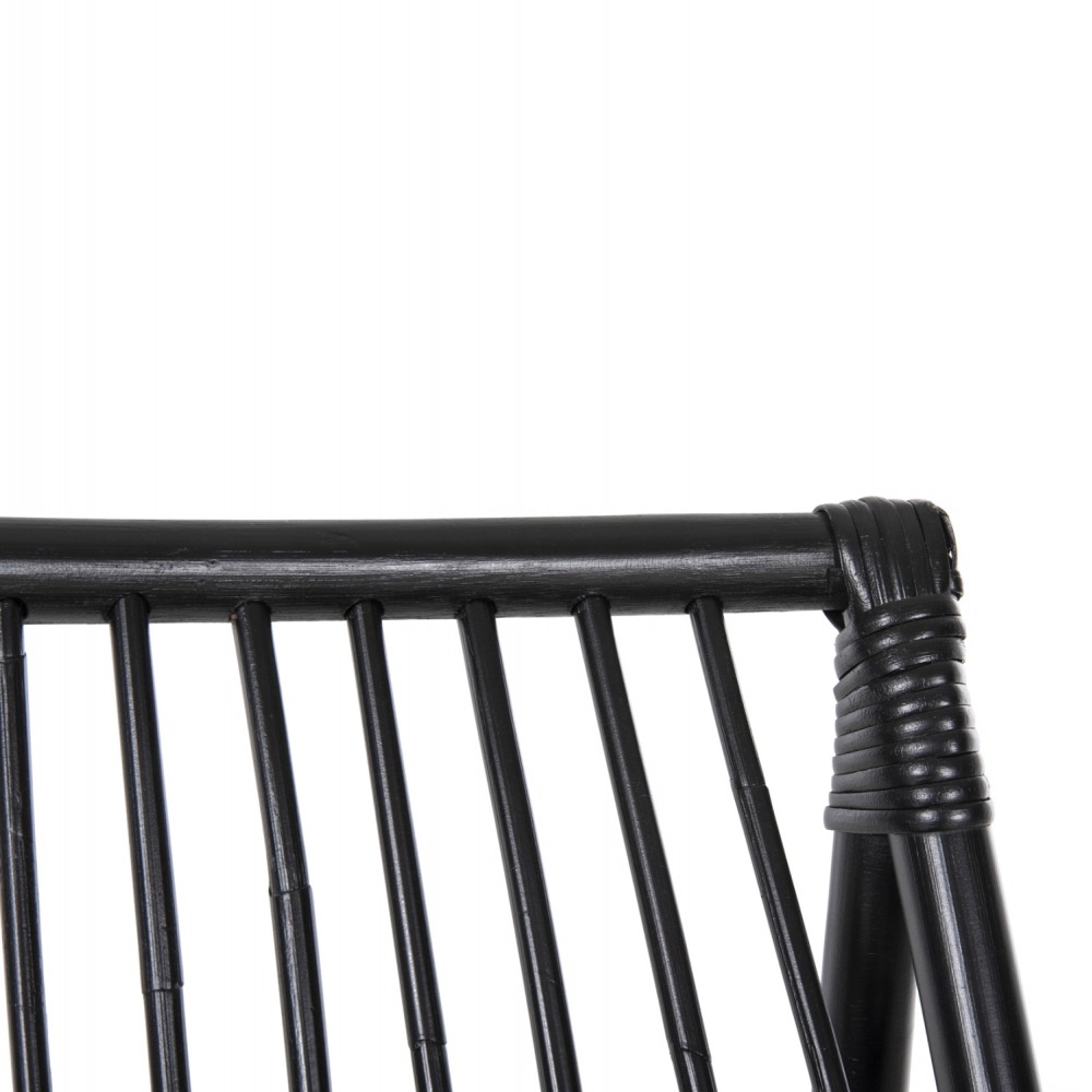 Πολυθρόνα "GRINN" από ξύλο/ραττάν σε μαύρο χρώμα 56,5x73,5x79,5