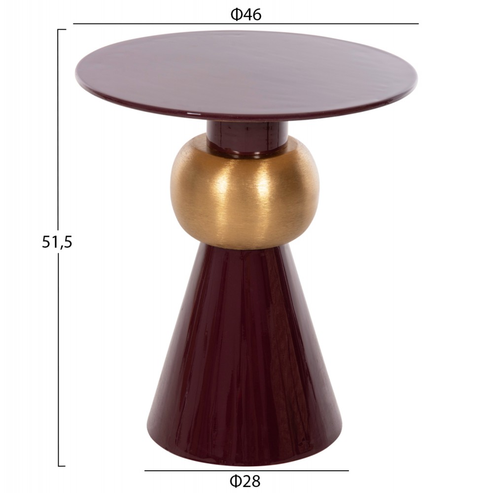 Τραπέζι βοηθητικό "PATNA" από μέταλλο σε χρώμα μπορντό/χρυσό Φ46x51,5