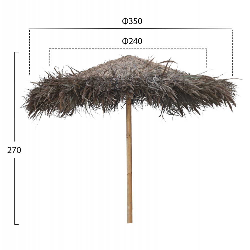 Ομπρέλα από ψάθα/ξύλο σε χρώμα φυσικό Φ240x270