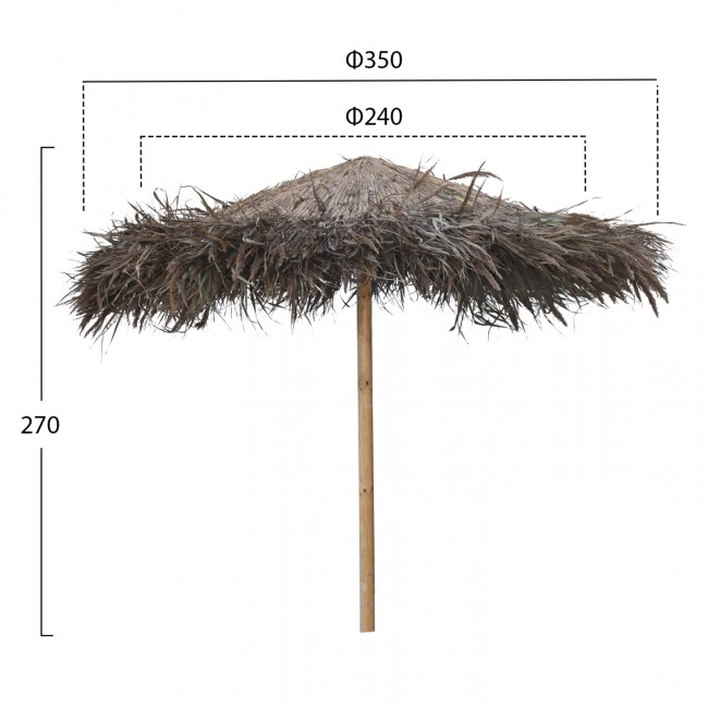 Ομπρέλα από ψάθα/ξύλο σε χρώμα φυσικό Φ240x270