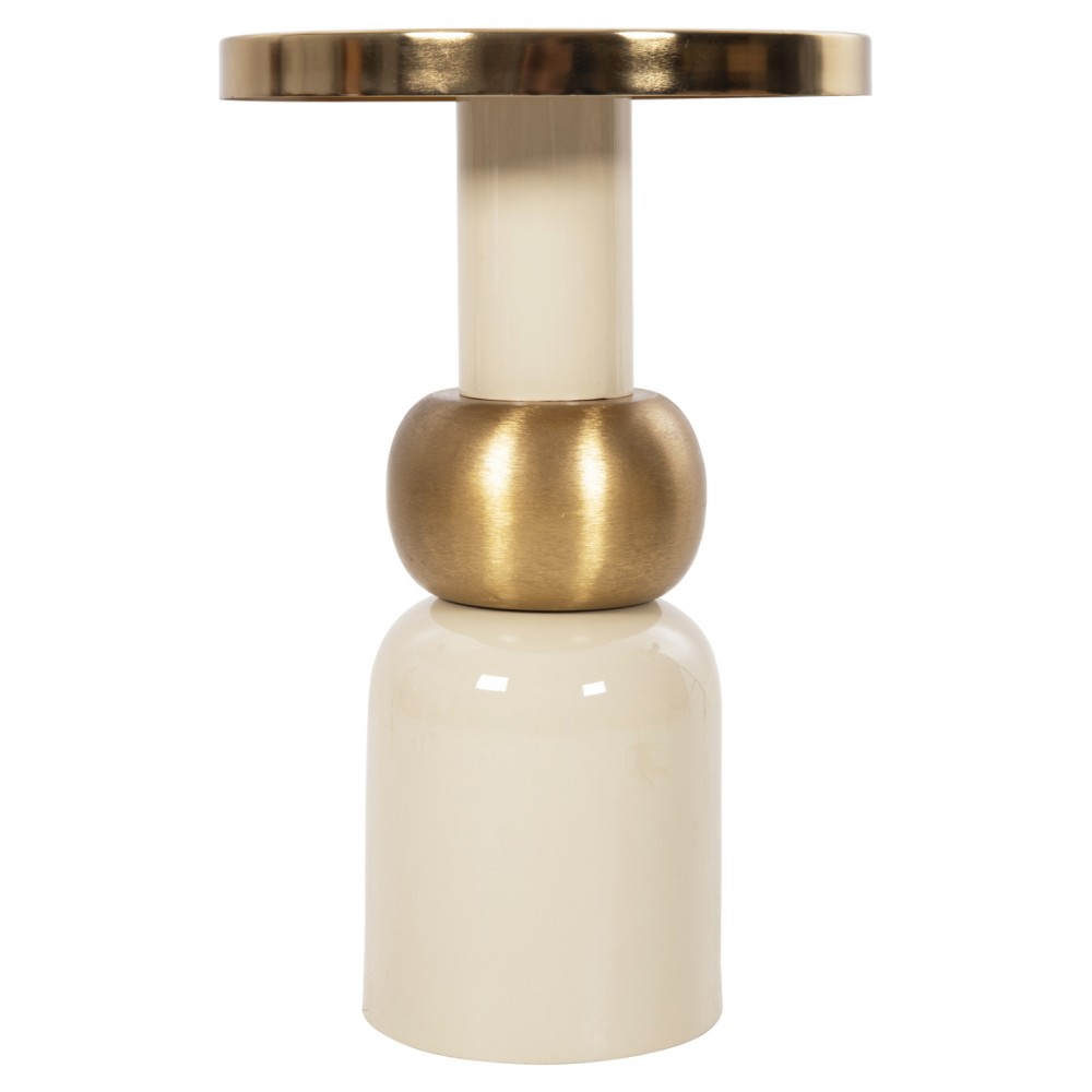Τραπέζι βοηθητικό "AMBUR" από μέταλλο σε χρώμα εκρού/χρυσό Φ40,5x62