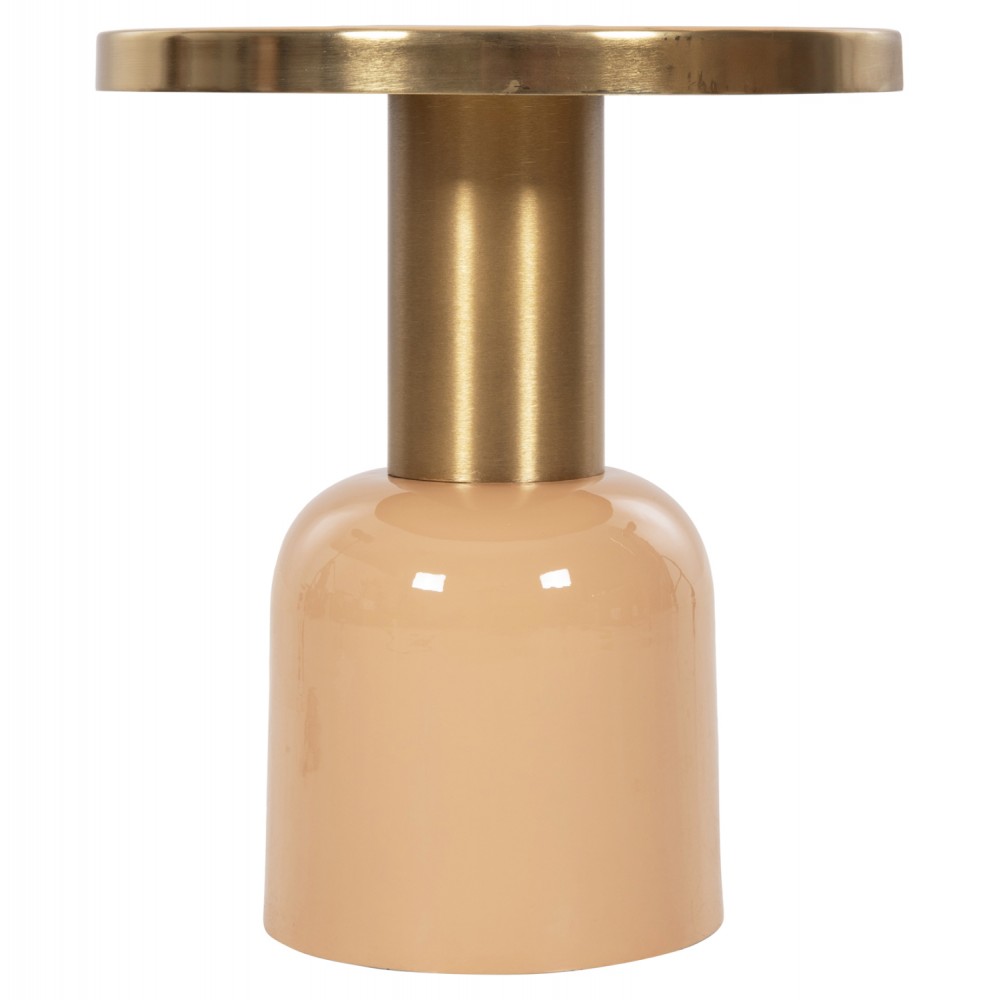 Τραπέζι βοηθητικό "ERODE" από μέταλλο σε χρώμα σομόν/μπεζ/χρυσό Φ40,5x45,5