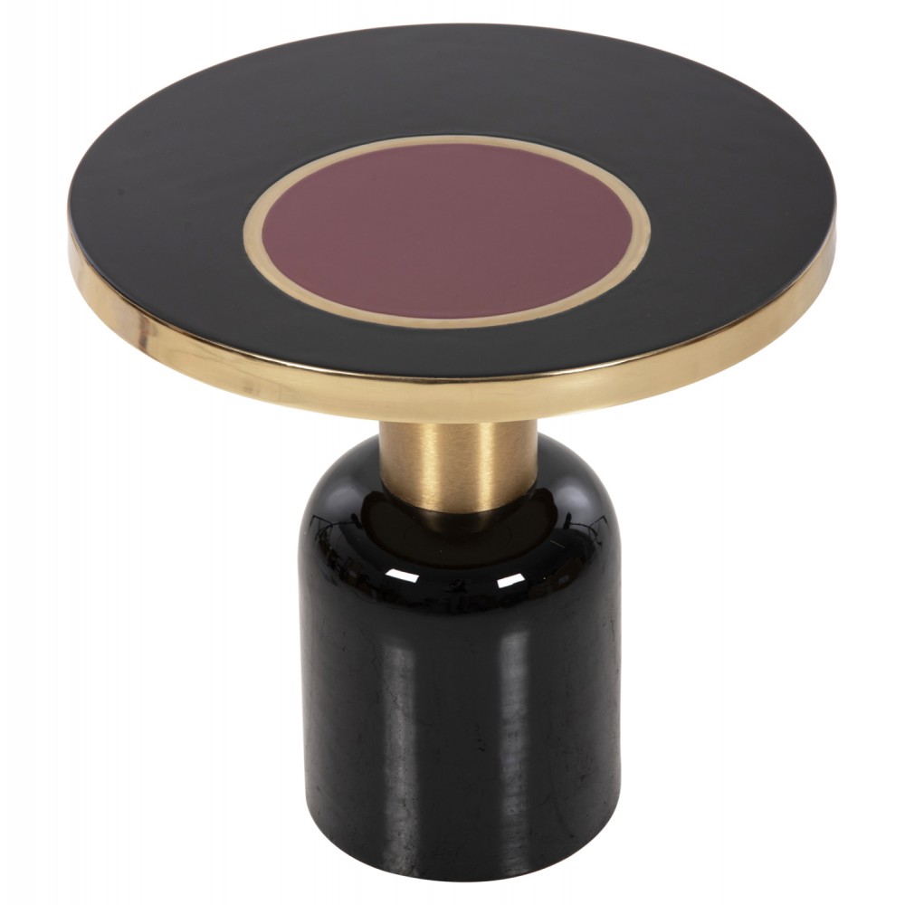 Τραπέζι βοηθητικό "ERODE" από μέταλλο σε χρώμα μαύρο/κερασί/χρυσό Φ50,5x50
