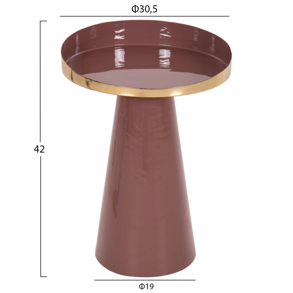 Τραπέζι βοηθητικό "LATUR" από μέταλλο σε χρώμα καφεκόκκινο/χρυσό Φ30,5x39-42
