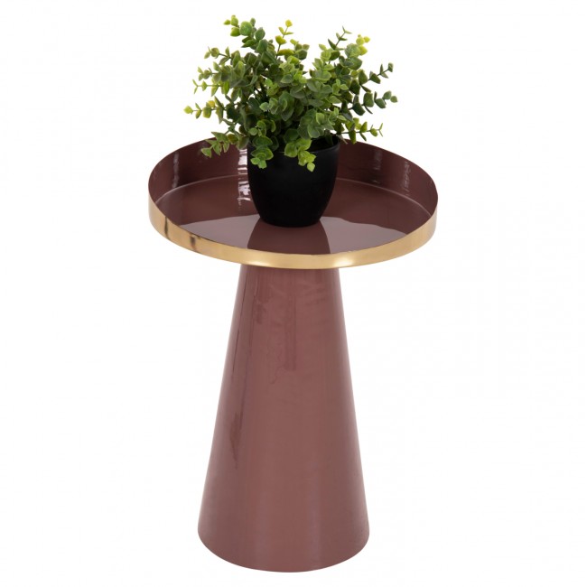 Τραπέζι βοηθητικό "LATUR" από μέταλλο σε χρώμα καφεκόκκινο/χρυσό Φ30,5x39-42