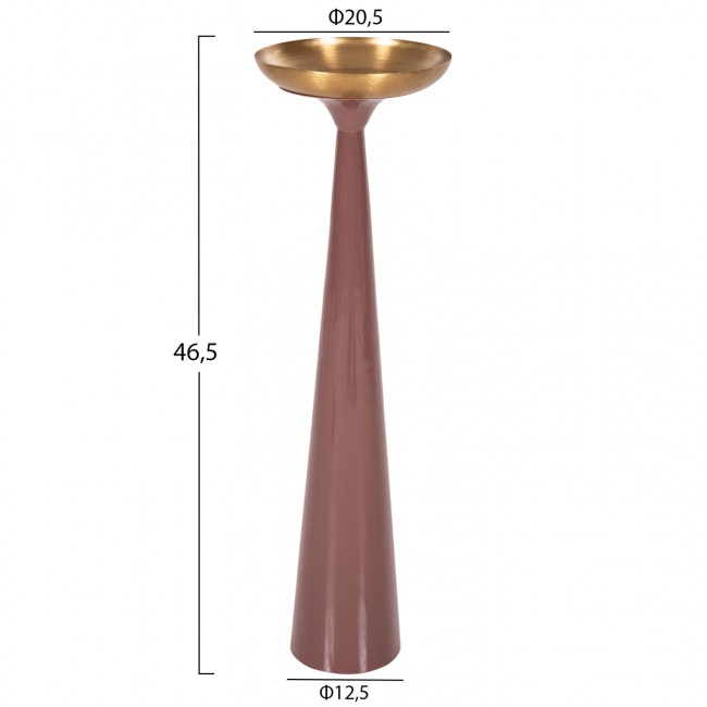Διακοσμητικό κηροπήγιο δαπέδου "GUNTUR" από μέταλλο σε χρώμα κοραλί/χρυσό Φ20,5x68