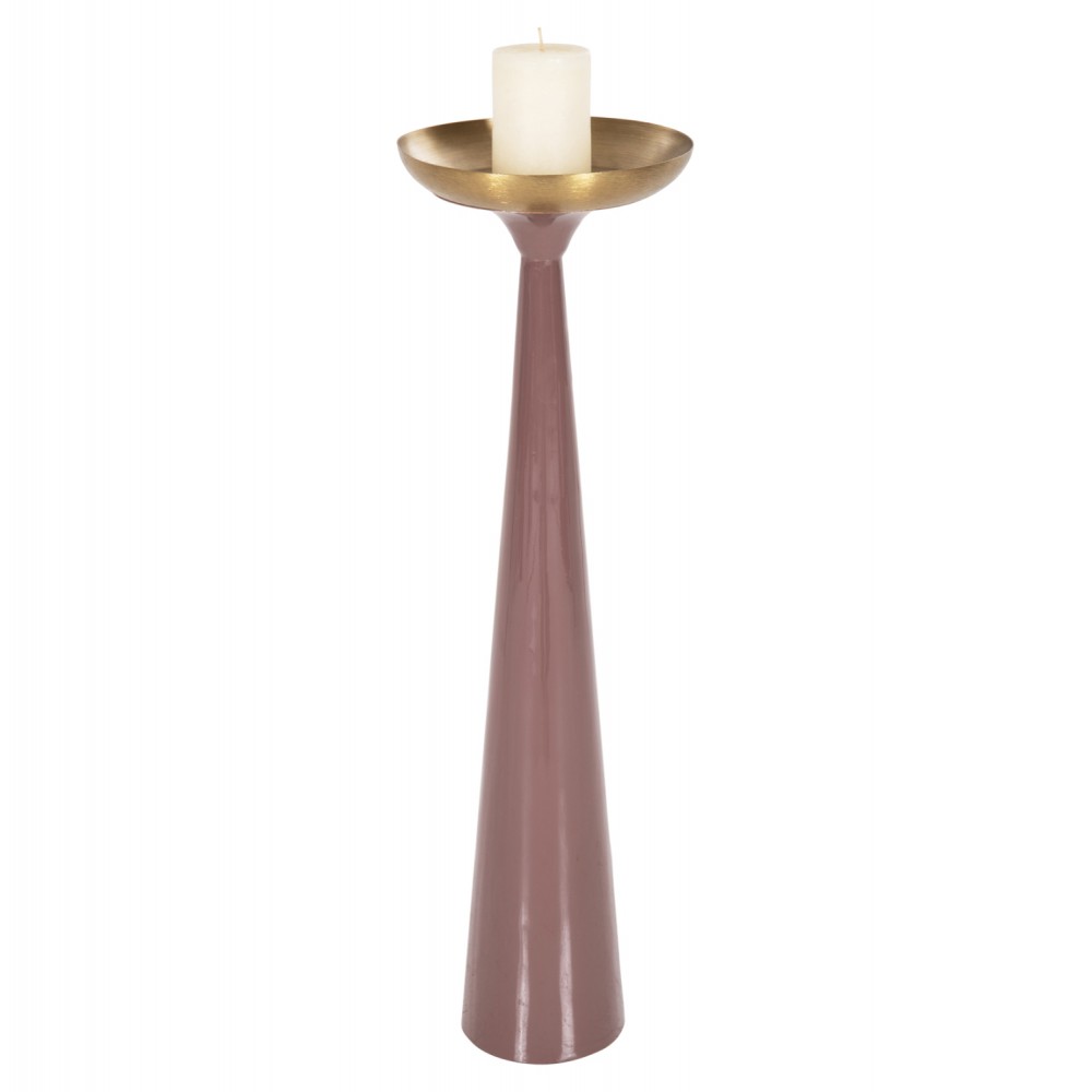 Διακοσμητικό κηροπήγιο δαπέδου "GUNTUR" από μέταλλο σε χρώμα κοραλί/χρυσό Φ20,5x68