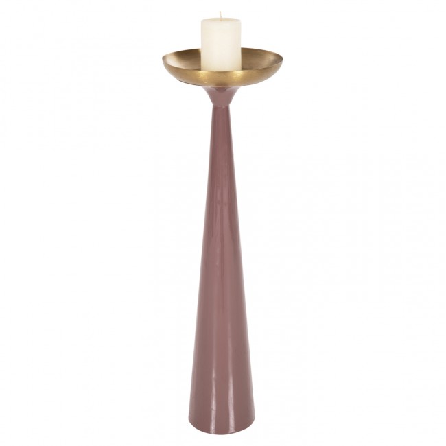 Διακοσμητικό κηροπήγιο δαπέδου "GUNTUR" από μέταλλο σε χρώμα κοραλί/χρυσό Φ20,5x68