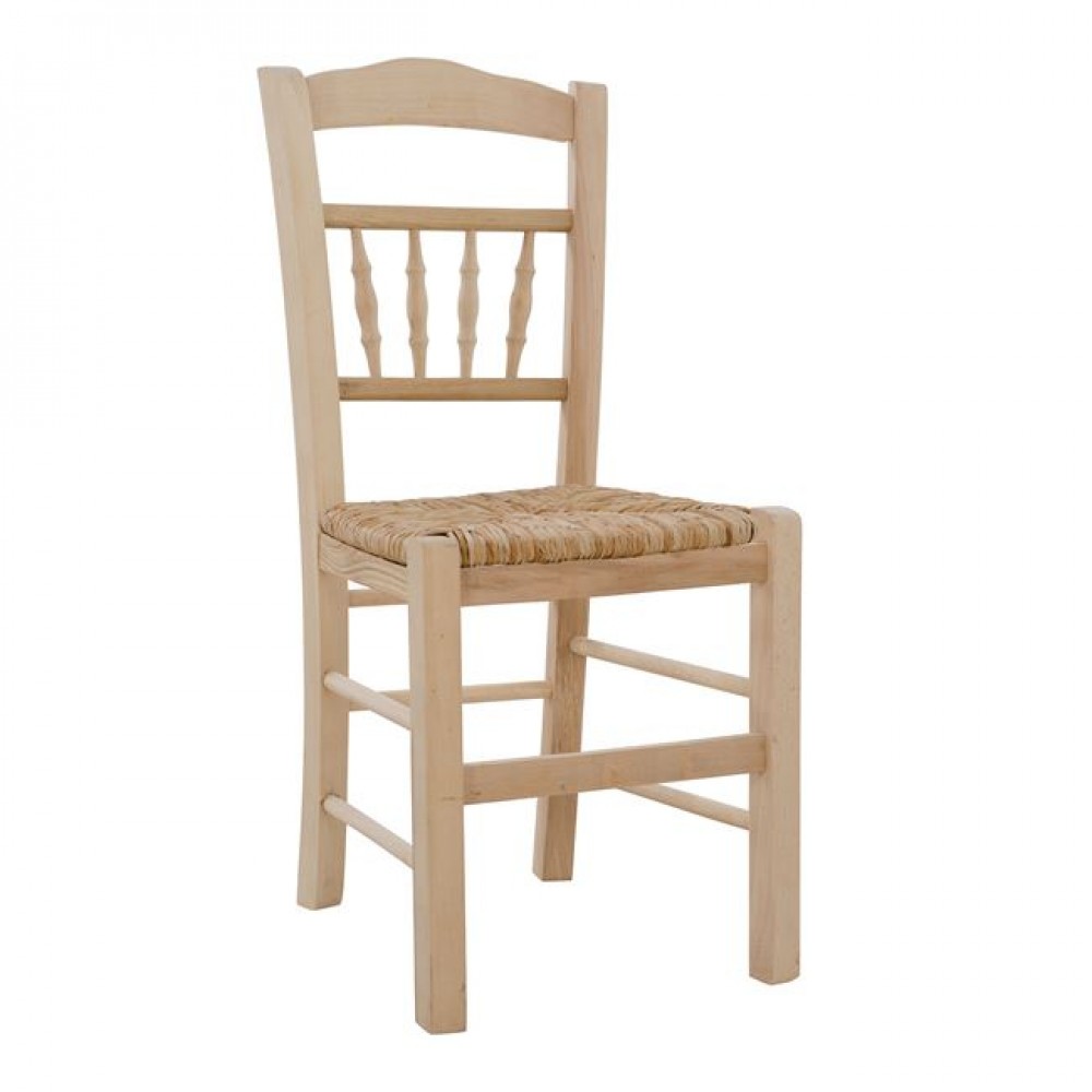 Καρέκλα καφενείου άβαφη από ξύλο/ψάθα 41,5x44,5x88,5