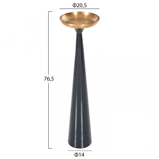 Διακοσμητικό κηροπήγιο δαπέδου "GUNTUR" από μέταλλο σε χρώμα ανθρακί/χρυσό Φ20,5x76,5
