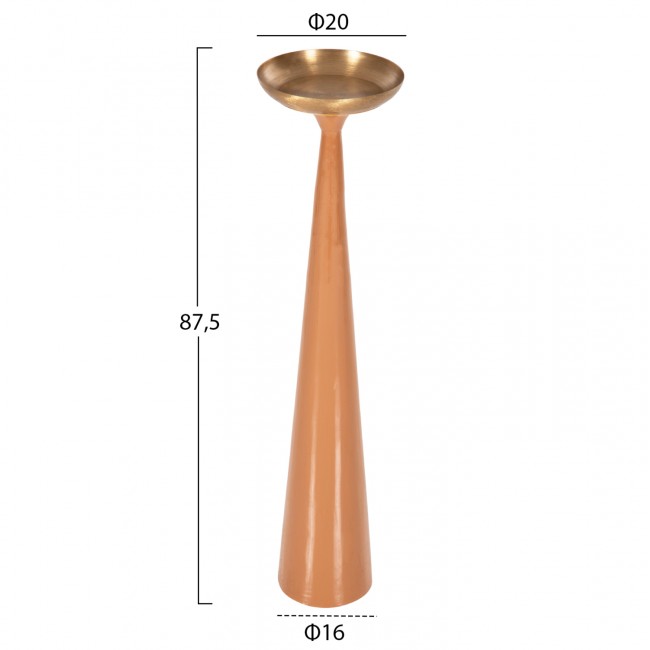 Διακοσμητικό κηροπήγιο δαπέδου "GUNTUR" από μέταλλο σε χρώμα σομόν/χρυσό Φ20x87,5