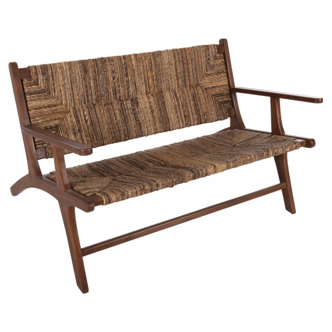 Καναπές εξωτερικού χώρου "TONDO" από ξύλο/ψάθα σε χρώμα καρυδί 120x76x68,5