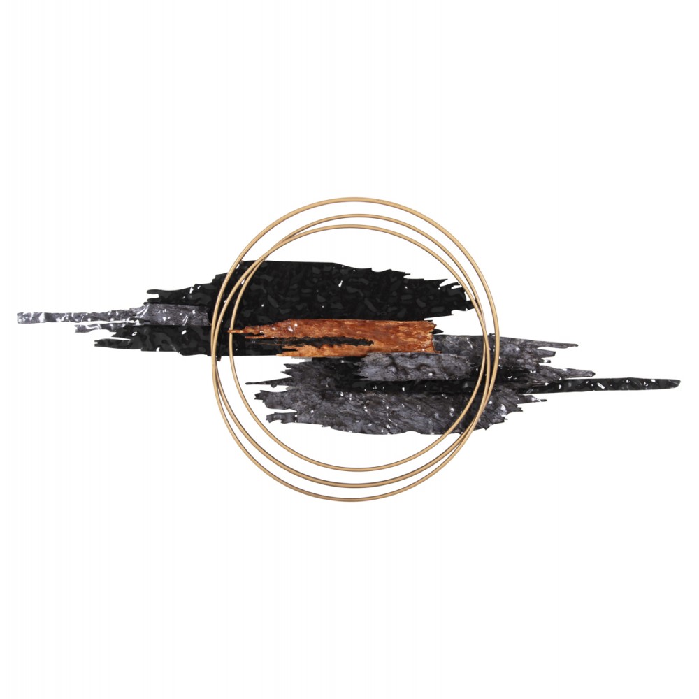 Διακοσμητικό τοίχου από μέταλλο σε χρώμα μαύρο/ανθρκί/χρυσό 144x63,5