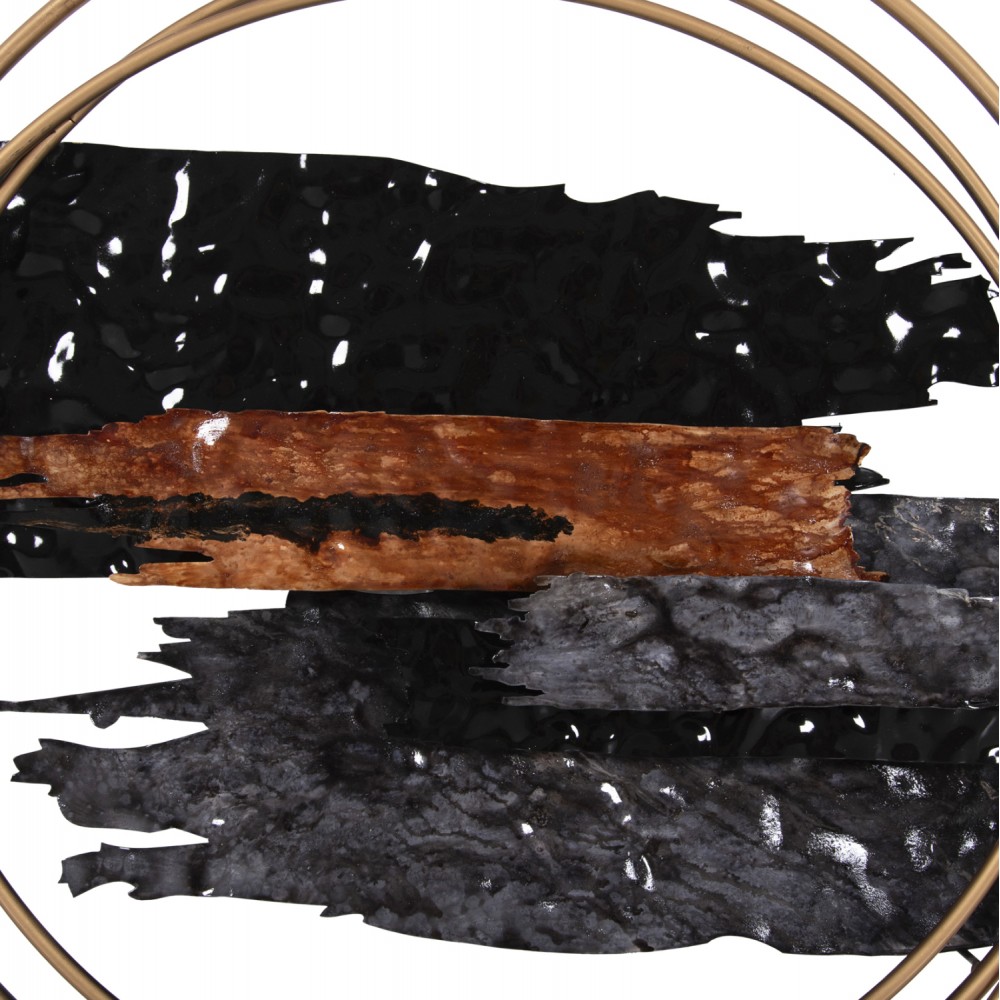 Διακοσμητικό τοίχου από μέταλλο σε χρώμα μαύρο/ανθρκί/χρυσό 144x63,5