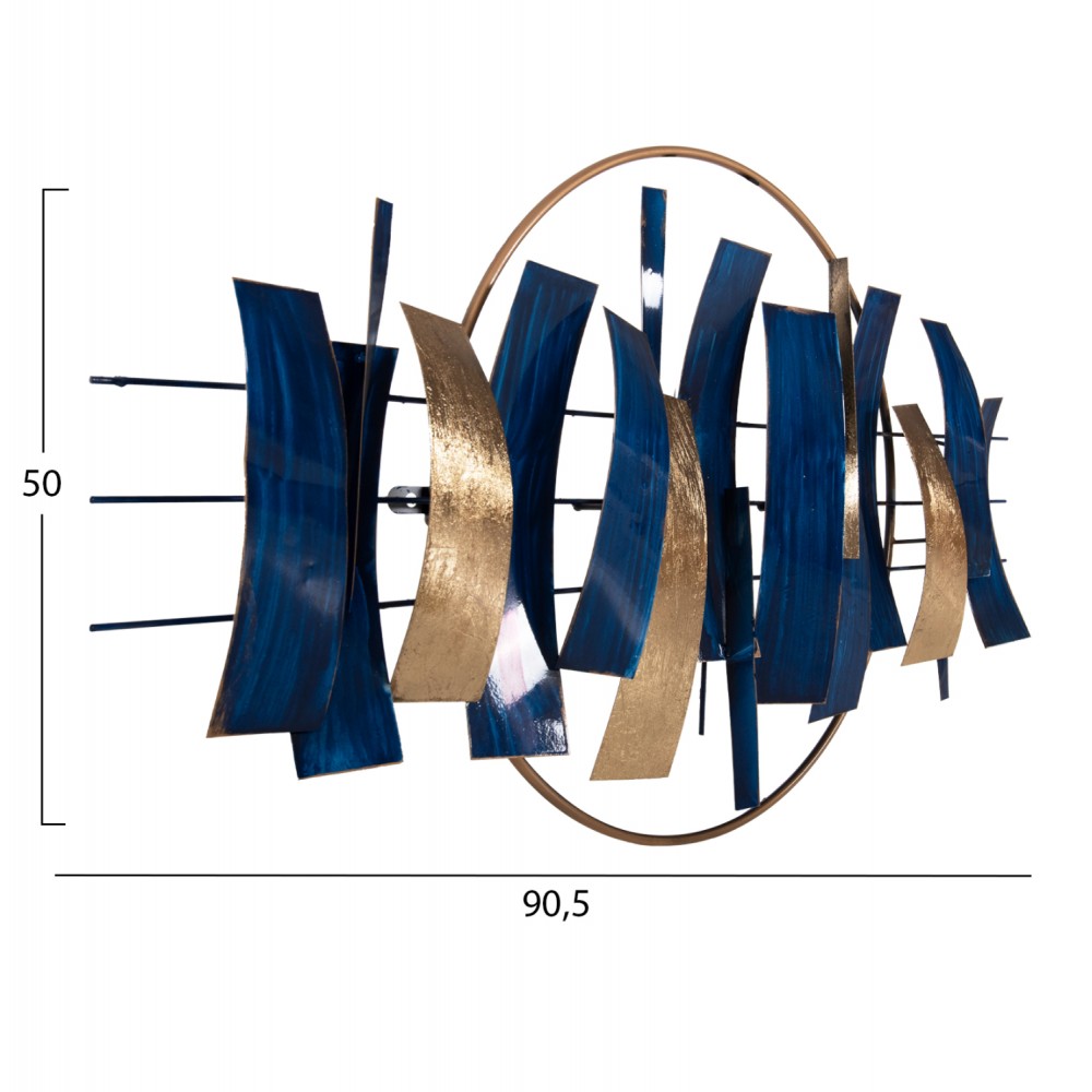 Διακοσμητικό τοίχου από μέταλλο σε χρώμα μπλέ/χρυσό 90,5x50