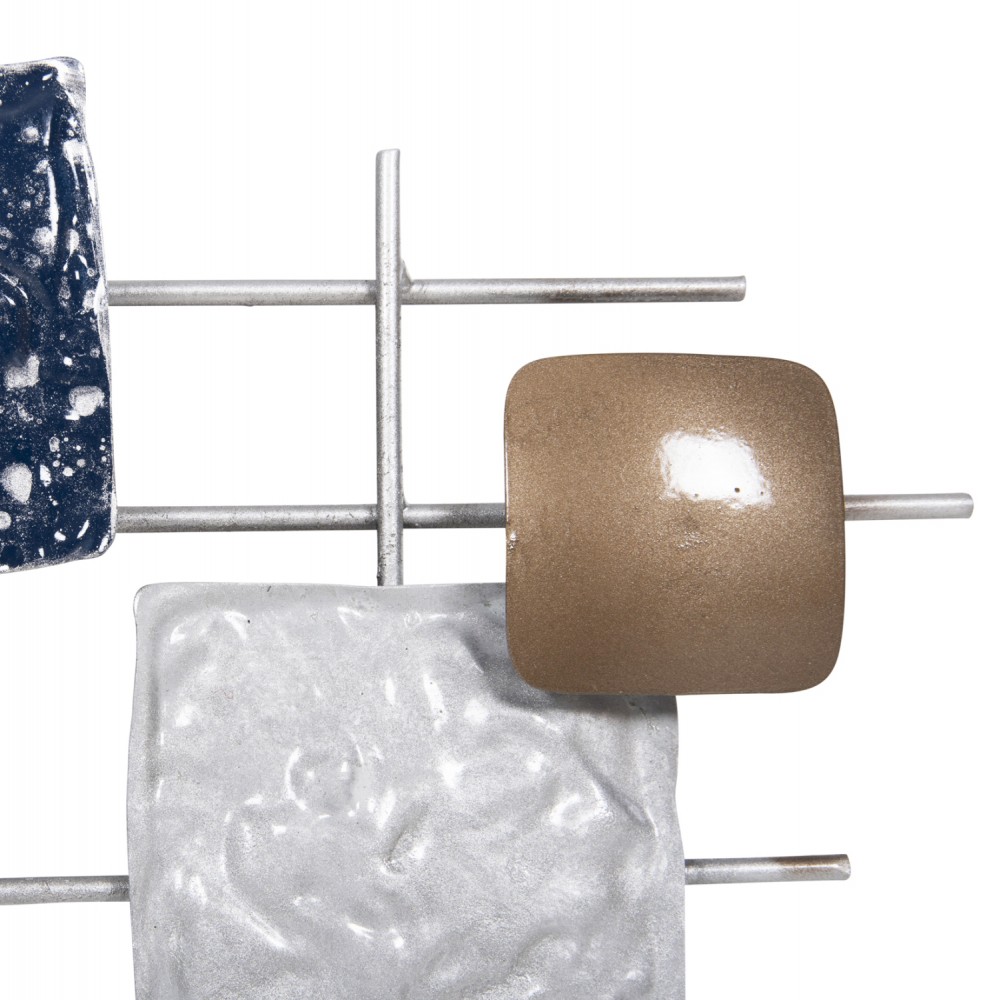 Ρολόι τοίχου από μέταλλο σε χρώμα λευκό/μπλέ/χρυσό 92x51