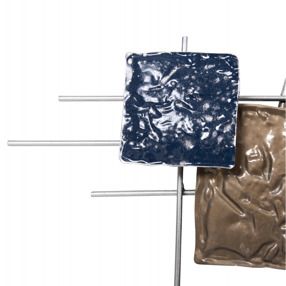 Ρολόι τοίχου από μέταλλο σε χρώμα λευκό/μπλέ/χρυσό 92x51