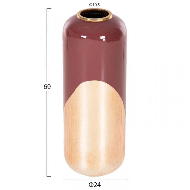 Διακοσμητικό βάζο δαπέδου "RAKSASA" από μέταλλο σε χρώμα κερσί/χρυσό/περλέ Φ24x69