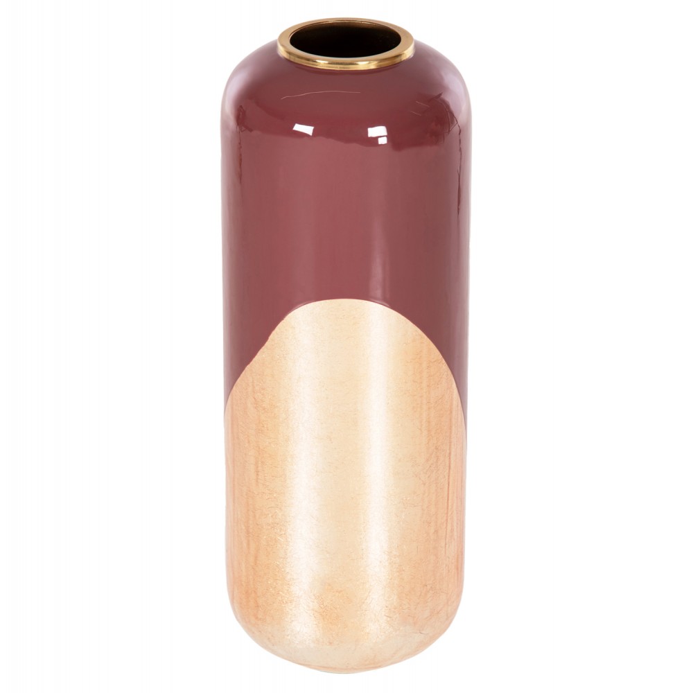 Διακοσμητικό βάζο δαπέδου "RAKSASA" από μέταλλο σε χρώμα κερσί/χρυσό/περλέ Φ24x69
