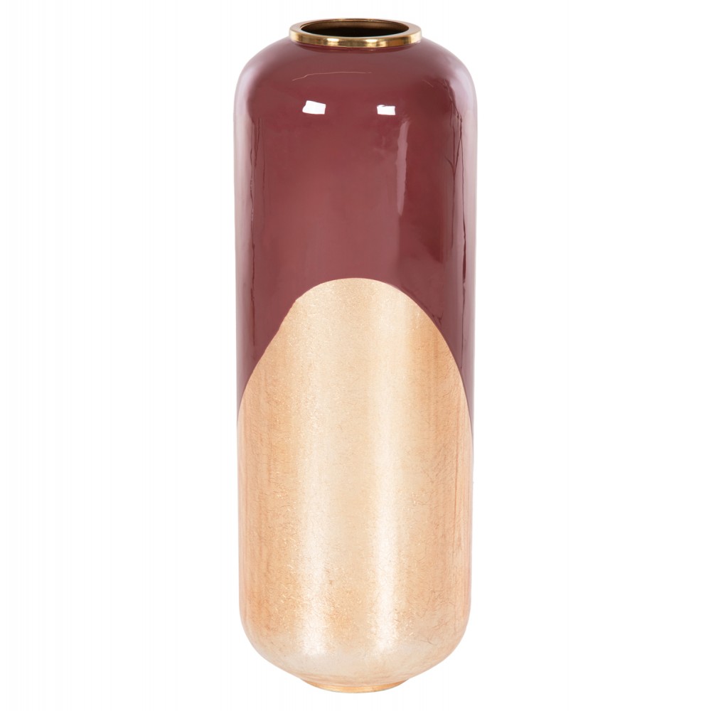 Διακοσμητικό βάζο δαπέδου "RAKSASA" από μέταλλο σε χρώμα κερσί/χρυσό/περλέ Φ24x69