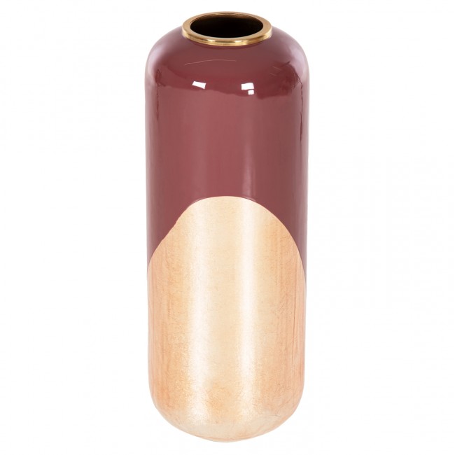 Διακοσμητικό βάζο δαπέδου "RAKSASA" από μέταλλο σε χρώμα κερσί/χρυσό/περλέ Φ24x69