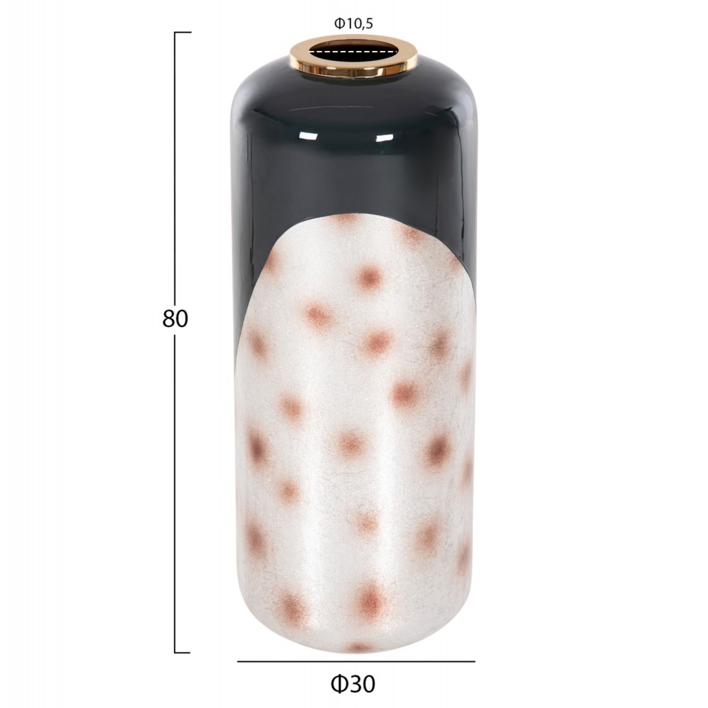 Διακοσμητικό βάζο δαπέδου "RAKSASA" από μέταλλο σε χρώμα ανθρακί/χρυσό/ασημί Φ30x80