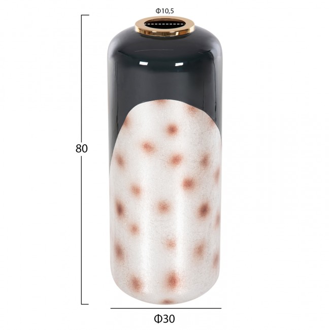 Διακοσμητικό βάζο δαπέδου "RAKSASA" από μέταλλο σε χρώμα ανθρακί/χρυσό/ασημί Φ30x80