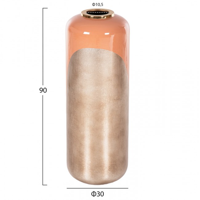 Διακοσμητικό βάζο δαπέδου "RAKSASA" από μέταλλο σε χρώμα σομόν/ανοιχτό χάλκινο Φ30x90