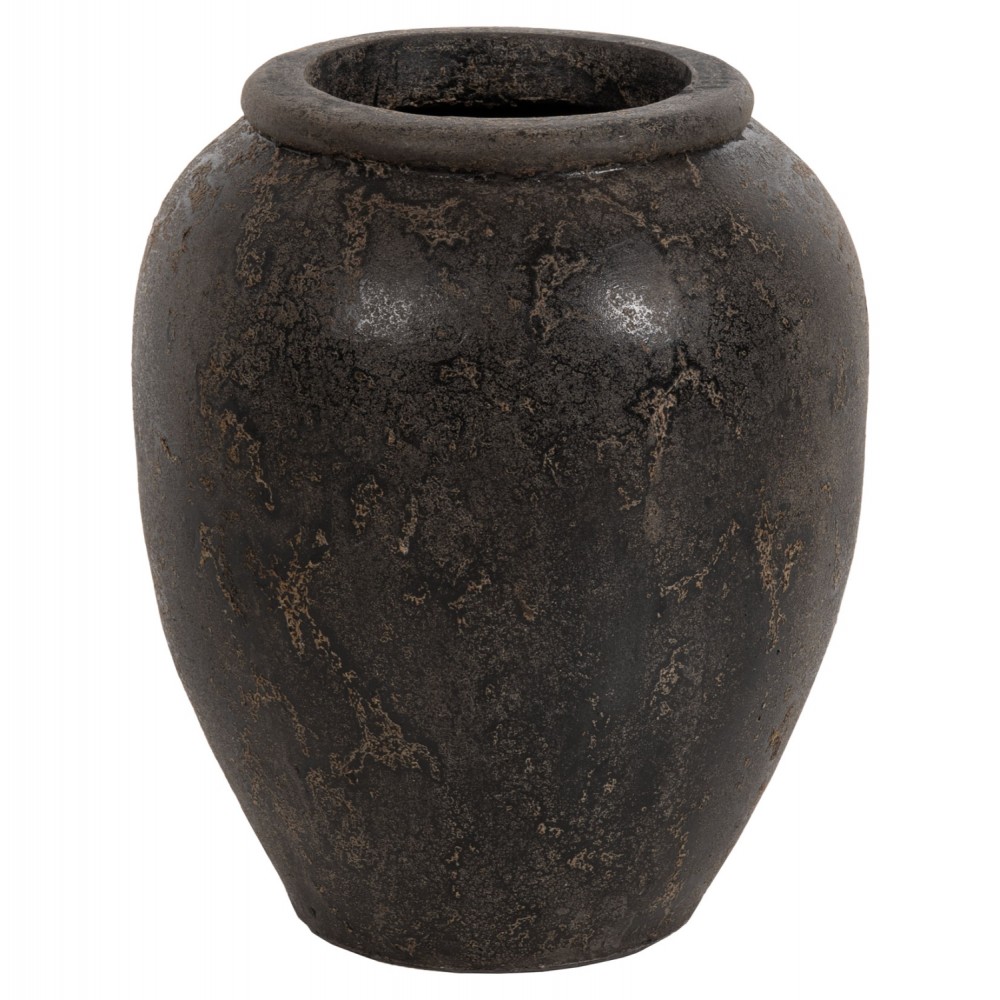 Διακοσμητικό βάζο δαπέδου "SPARTA" από τερακότα σε χρώμα μαύρο Φ44x49