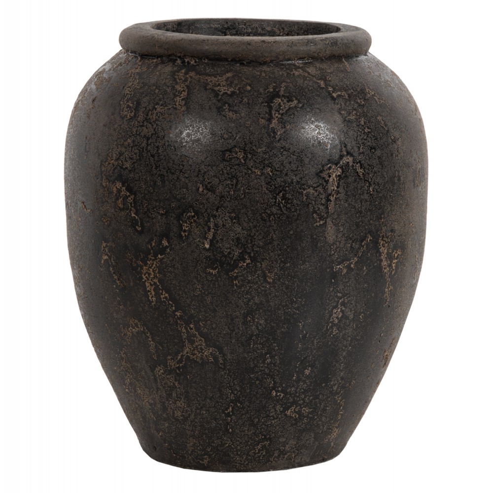 Διακοσμητικό βάζο δαπέδου "SPARTA" από τερακότα σε χρώμα μαύρο Φ44x49