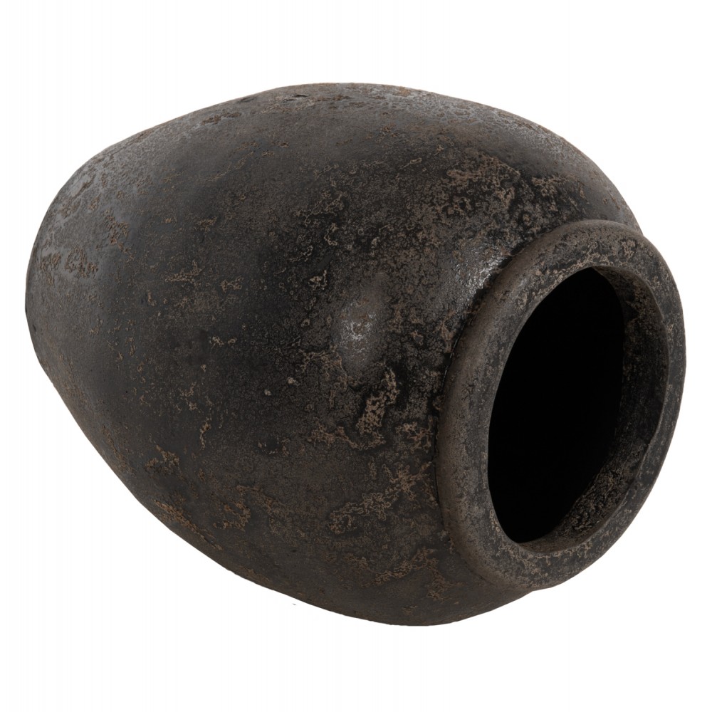 Διακοσμητικό βάζο δαπέδου "SPARTA" από τερακότα σε χρώμα μαύρο Φ44x49