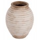 Διακοσμητικό βάζο δαπέδου "PYDNA" από τερακότα σε χρώμα αντικέ λευκό/μπεζ Φ28x35